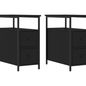 Chase City  Nachtkastjes 2 st 30x60x60 cm bewerkt hout zwart