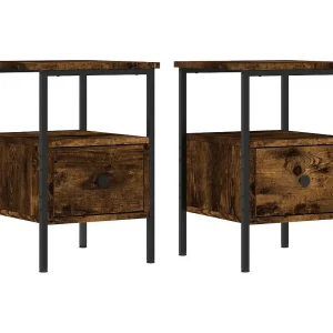 Broadlands  Nachtkastjes 2 st 34x36x50 cm bewerkt hout gerookt eikenkleurig
