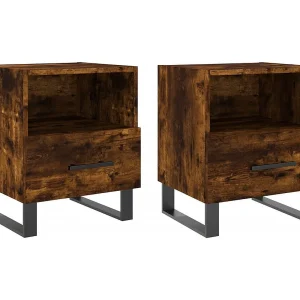 Bruni  Nachtkastjes 2 st 40x35x47,5 cm bewerkt hout gerookt eikenkleur