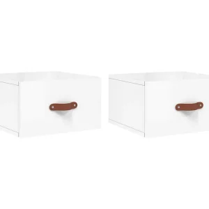 Brackettville Nachtkastjes 2 st wandgemonteerd 35x35x20 cm hoogglans wit Brackettville Nachtkastjes 2 st wandgemonteerd 35x35x20 cm hoogglans wit