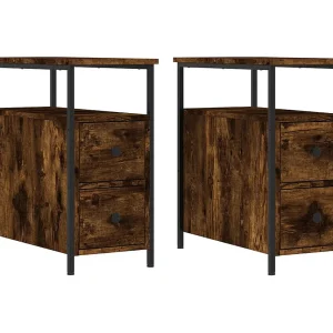 Chase City  Nachtkastjes 2 st 30x60x60 cm bewerkt hout gerookt eikenkleurig
