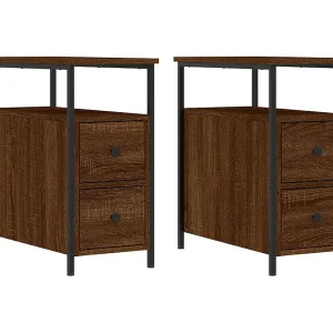 Chase City  Nachtkastjes 2 st 30x60x60 cm bewerkt hout bruin eikenkleur