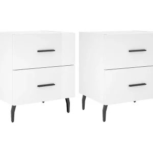 Brad John  Nachtkastjes 2 st 40x35x47,5 cm bewerkt hout hoogglans wit