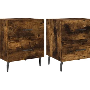 Brad John  Nachtkastjes 2 st 40x35x47,5 cm bewerkt hout gerookt eikenkleur
