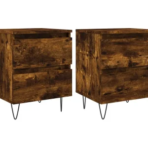 Charlie Cole  Nachtkastjes 2 st 40x35x50 cm bewerkt hout gerookt eikenkleurig