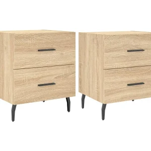 Brad John  Nachtkastjes 2 st 40x35x47,5 cm bewerkt hout sonoma eikenkleur