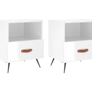 Cala Nachtkastjes 2 st 40x35x47,5 cm bewerkt hout hoogglans wit Cala Nachtkastjes 2 st 40x35x47,5 cm bewerkt hout hoogglans wit
