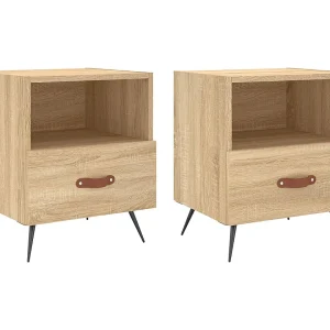 Cala Nachtkastjes 2 st 40x35x47,5 cm bewerkt hout sonoma eikenkleur Cala Nachtkastjes 2 st 40x35x47,5 cm bewerkt hout sonoma eikenkleur