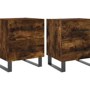 Cennet  Nachtkastjes 2 st 40x35x47,5 cm bewerkt hout gerookt eikenkleur