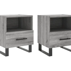 Bruni  Nachtkastjes 2 st 40x35x47,5 cm bewerkt hout grijs sonoma eiken