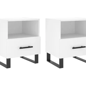 Bruni  Nachtkastjes 2 st 40x35x47,5 cm bewerkt hout wit