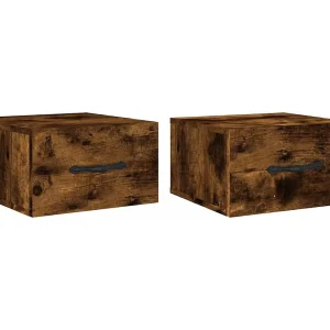 Carbon Hill Nachtkastjes 2 st wandgemonteerd 35x35x20 cm gerookt eikenkleur Carbon Hill Nachtkastjes 2 st wandgemonteerd 35x35x20 cm gerookt eikenkleur