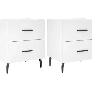 Brad John  Nachtkastjes 2 st 40x35x47,5 cm bewerkt hout wit