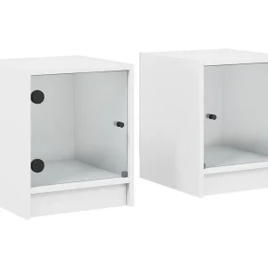 Butte Nachtkastjes met glazen deuren 2 st 35x37x42 cm wit Butte Nachtkastjes met glazen deuren 2 st 35x37x42 cm wit