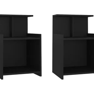 Chad Nachtkastjes 2 st 40x35x60 cm bewerkt hout zwart Chad Nachtkastjes 2 st 40x35x60 cm bewerkt hout zwart