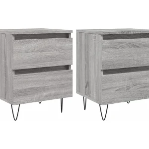 Charlie Cole  Nachtkastjes 2 st 40x35x50 cm bewerkt hout grijs sonoma eiken