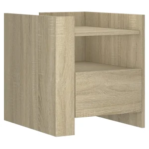 Chesnee Nachtkastje 45x50x50 cm bewerkt hout sonoma eikenkleurig Chesnee Nachtkastje 45x50x50 cm bewerkt hout sonoma eikenkleurig