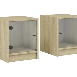 Butte Nachtkastjes met glazen deuren 2 st 35x37x42 cm sonoma eiken Butte Nachtkastjes met glazen deuren 2 st 35x37x42 cm sonoma eiken