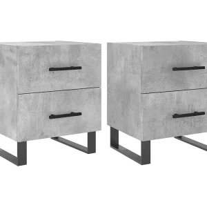 Cennet  Nachtkastjes 2 st 40x35x47,5 cm bewerkt hout betongrijs