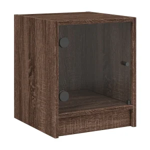 Butte Nachtkastje met glazen deur 35x37x42 cm bruin eikenkleur Butte Nachtkastje met glazen deur 35x37x42 cm bruin eikenkleur