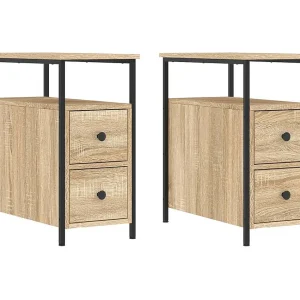 Chase City  Nachtkastjes 2 st 30x60x60 cm bewerkt hout sonoma eikenkleurig