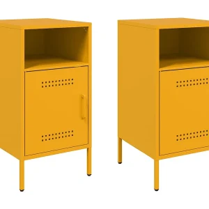 Channelview Nachtkastjes 2 st 36x39x68 cm staal mosterdgeel Channelview Nachtkastjes 2 st 36x39x68 cm staal mosterdgeel