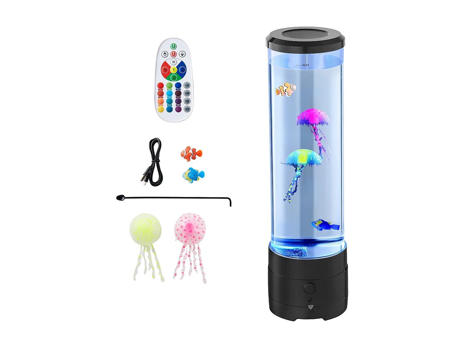 Bubbellamp SucceBuy met Zwevende Kwallen, 38.2 cm, 16 Kleurveranderende Lichteffecten, voor Slaapkamer, Interieurdecoratie