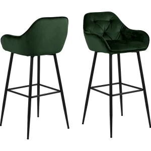 Brick barstoel Velours groen.