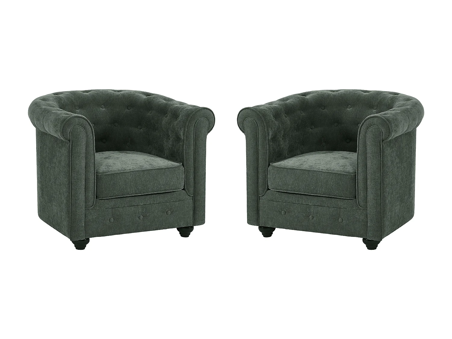Set van 2 stoffen fauteuils in de kleur groen CHESTERFIELD