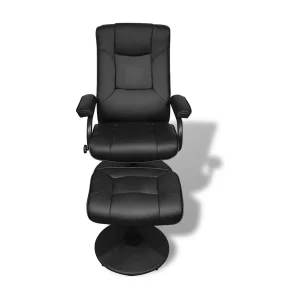 Bureaustoel| Tv-fauteuil met voetenbankje kunstleer zwart Bureaustoel| Tv-fauteuil met voetenbankje kunstleer zwart