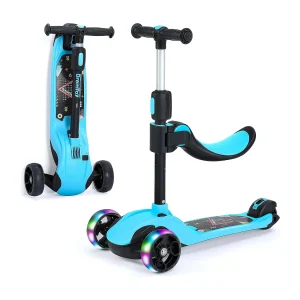 BremToy Kinderstep met Afneembare Zitstoel en PU LED-wielen, Opvouwbare Kinderstep voor Kinderen van 2 tot 12 Jaar BremToy Kinderstep met Afneembare Zitstoel en PU LED-wielen, Opvouwbare Kinderstep voor Kinderen van 2 tot 12 Jaar
