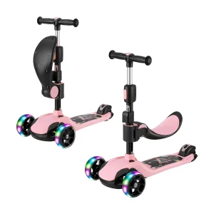 BremToy Kinderstep met Afneembare Zitstoel en PU LED-wielen, Opvouwbare Kinderstep voor Kinderen van 2 tot 12 Jaar BremToy Kinderstep met Afneembare Zitstoel en PU LED-wielen, Opvouwbare Kinderstep voor Kinderen van 2 tot 12 Jaar