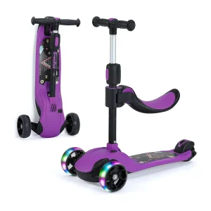BremToy Kinderstep met Afneembare Zitstoel en PU LED-wielen, Opvouwbare Kinderstep voor Kinderen van 2 tot 12 Jaar BremToy Kinderstep met Afneembare Zitstoel en PU LED-wielen, Opvouwbare Kinderstep voor Kinderen van 2 tot 12 Jaar