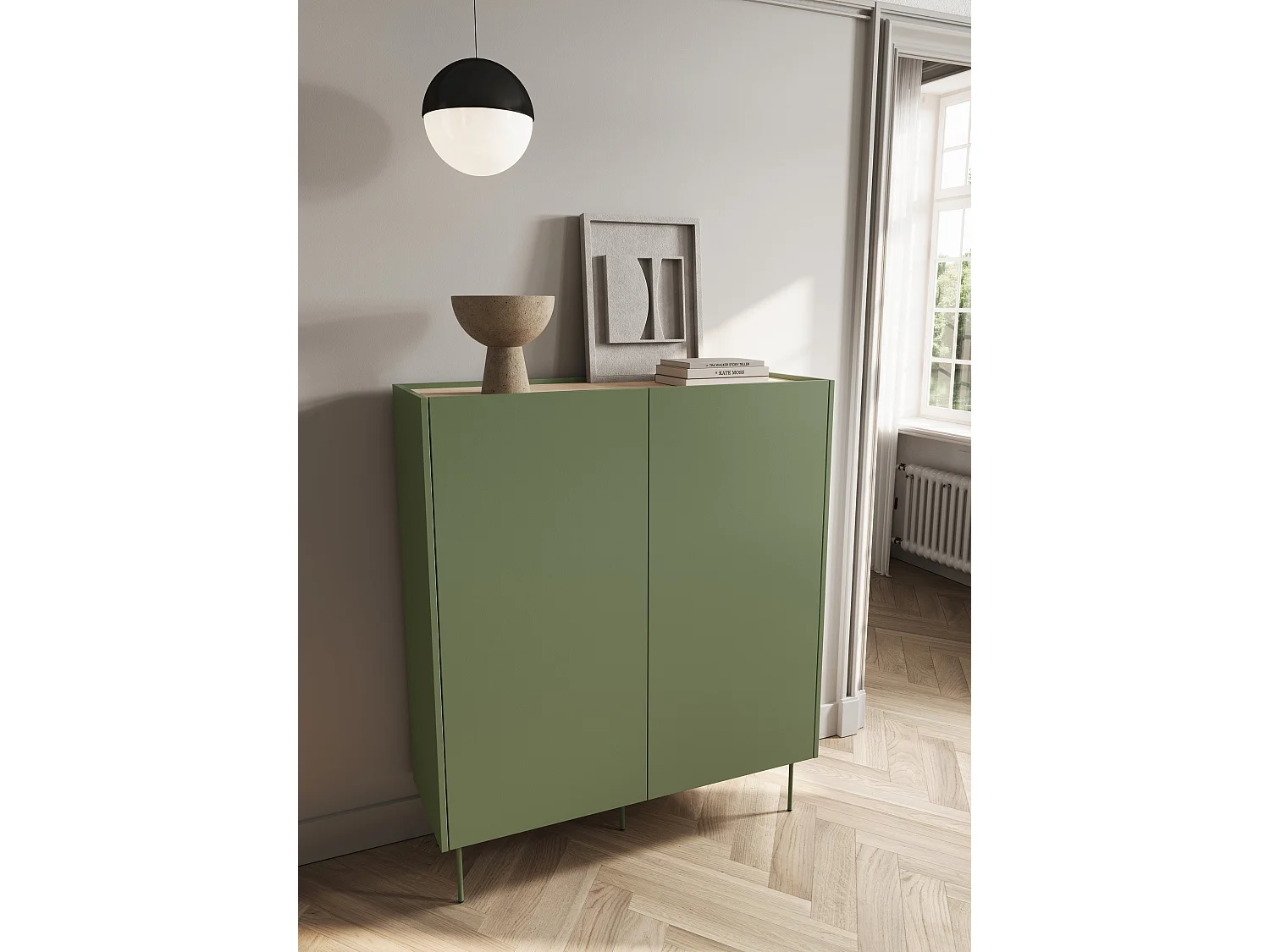 Buffet 2 deuren 2 laden met metalen voet 120x140 cm
