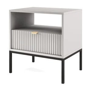 Chevet tafel 1 lade met metalen pieds zwart 54×56 cm Chevet tafel 1 lade met metalen pieds zwart 54×56 cm