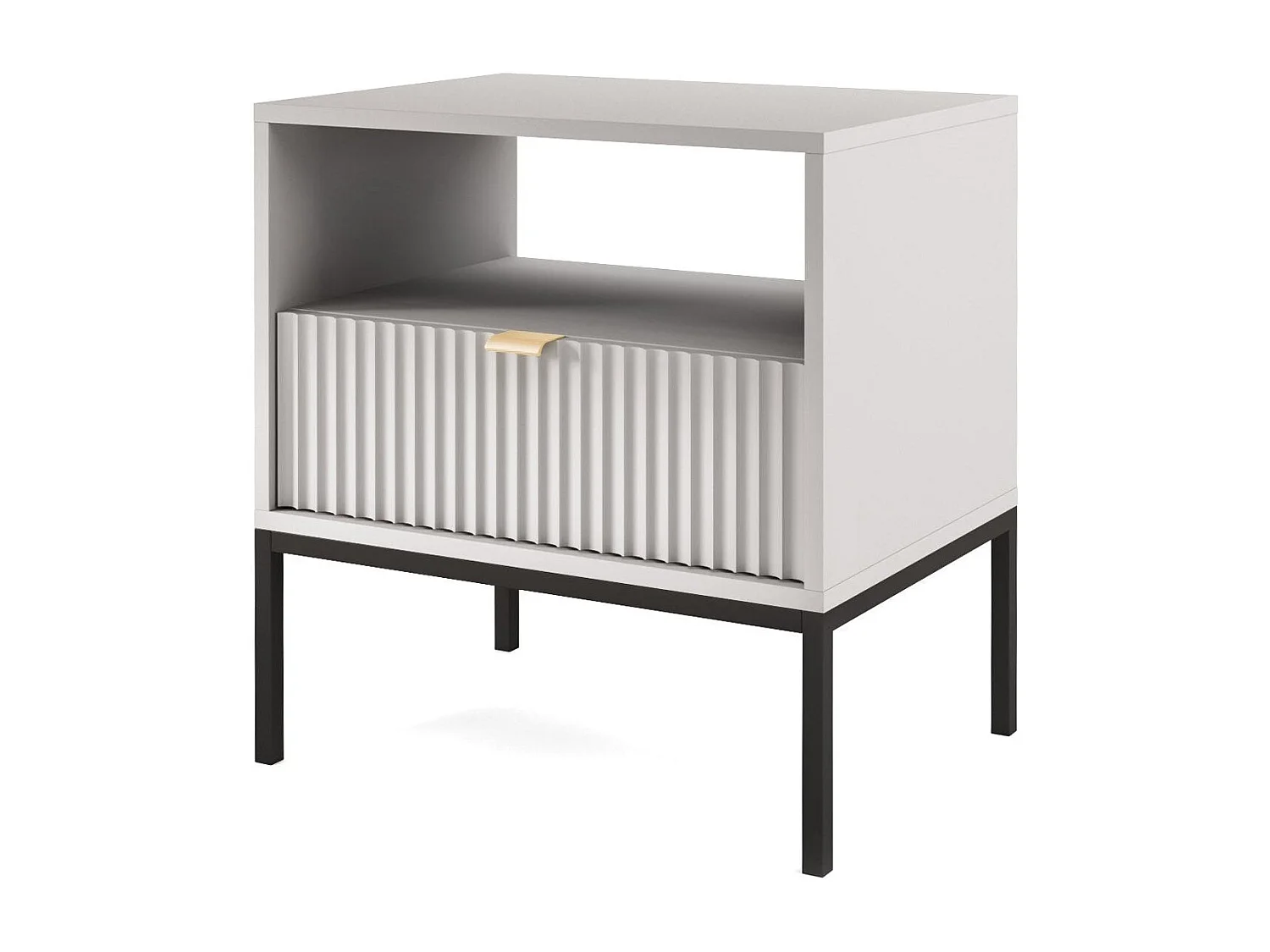 Chevet tafel 1 lade met metalen pieds zwart 54x56 cm