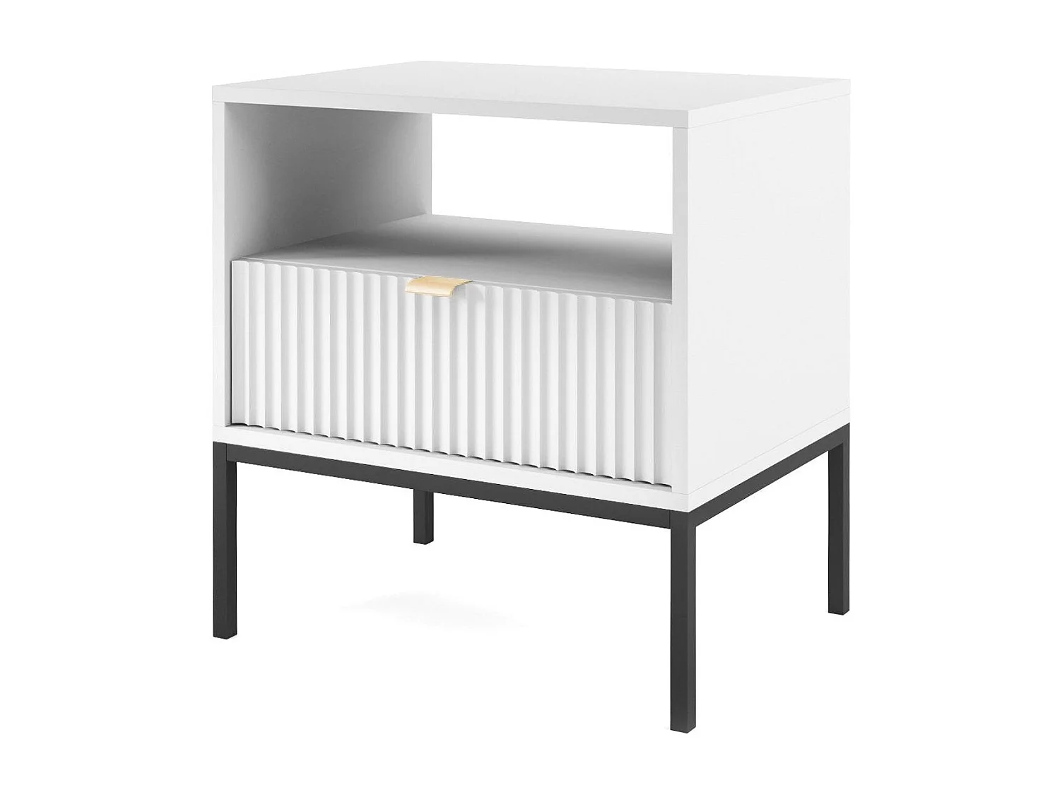 Chevet tafel 1 lade met metalen pieds zwart 54x56 cm