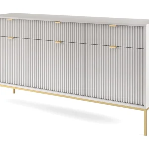 Buffetkast 3 deuren, 3 laden met gouden metalen bladen, 154×83 cm