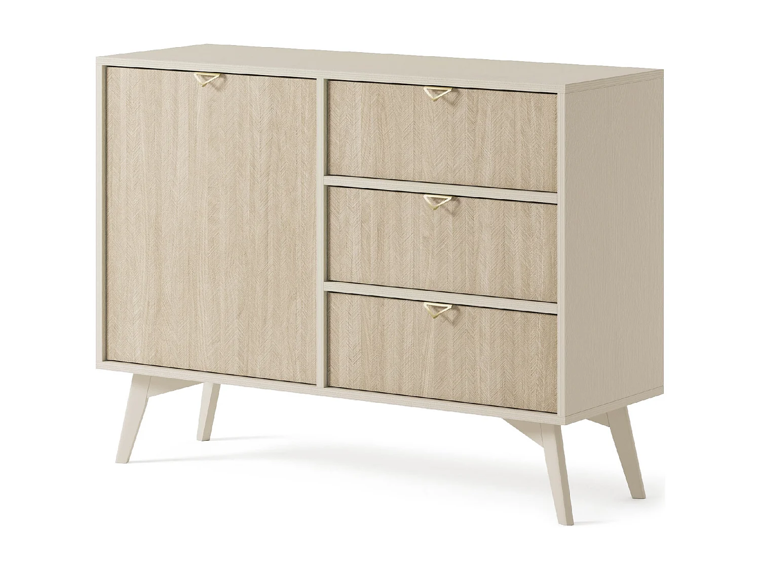 Buffetkast 1 deur en 3 laden in lamellenhout 106x80 cm