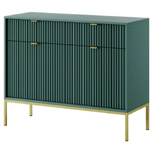 Buffetkast 2 deuren, 2 laden met gouden metalen vlakken, 104×83 cm Buffetkast 2 deuren, 2 laden met gouden metalen vlakken, 104×83 cm