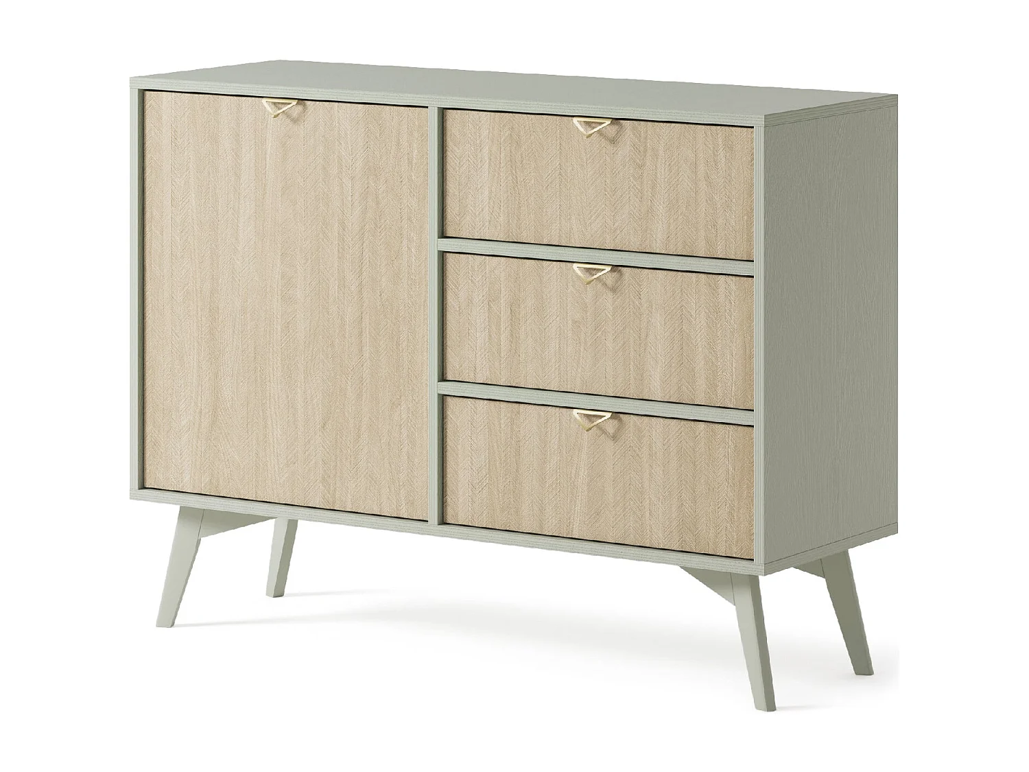 Buffetkast 1 deur en 3 laden in lamellenhout 106x80 cm