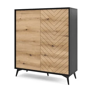 Buffet 2 deuren in hout lamellen 104×119 cm Buffet 2 deuren in hout lamellen 104×119 cm