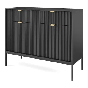 Buffetkast 2 deuren, 2 laden met zwarte metalen bladen, 104×83 cm Buffetkast 2 deuren, 2 laden met zwarte metalen bladen, 104×83 cm