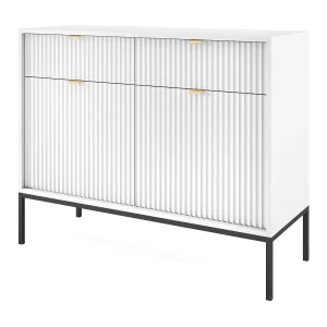 Buffetkast 2 deuren, 2 laden met zwarte metalen bladen, 104×83 cm Buffetkast 2 deuren, 2 laden met zwarte metalen bladen, 104×83 cm