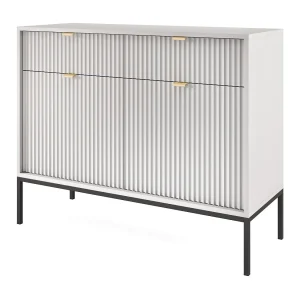 Buffetkast 2 deuren, 2 laden met zwarte metalen bladen, 104×83 cm Buffetkast 2 deuren, 2 laden met zwarte metalen bladen, 104×83 cm