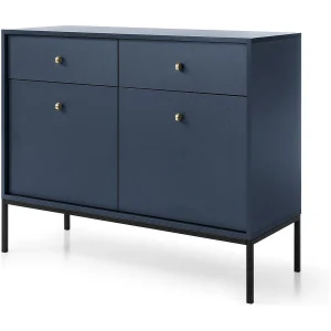 Buffetkast 2 deuren, 2 laden met zwarte metalen bladen, 104×83 cm Buffetkast 2 deuren, 2 laden met zwarte metalen bladen, 104×83 cm