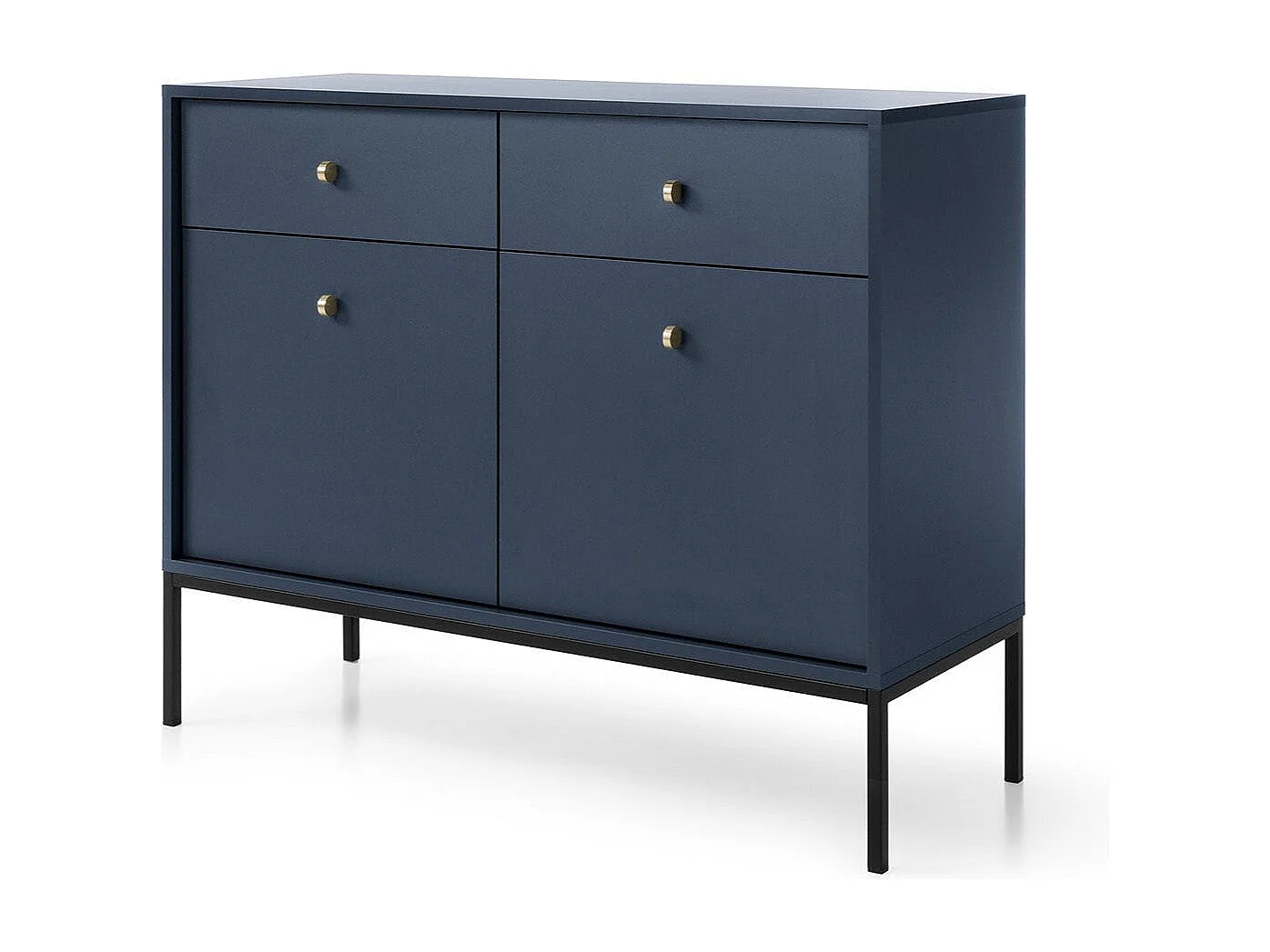 Buffetkast 2 deuren, 2 laden met zwarte metalen bladen, 104x83 cm