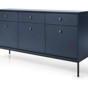 Buffetkast 3 deuren, 3 laden met zwarte metalen bladen, 154×83 cm