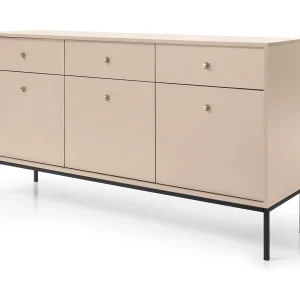 Buffetkast 3 deuren, 3 laden met zwarte metalen bladen, 154×83 cm