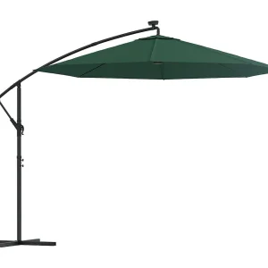 Carrickboy Zweefparasol met LED-verlichting en metalen paal 300 cm groen Carrickboy Zweefparasol met LED-verlichting en metalen paal 300 cm groen